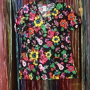 Dickies Black and Pink Graphic Short Sleeve Blouse